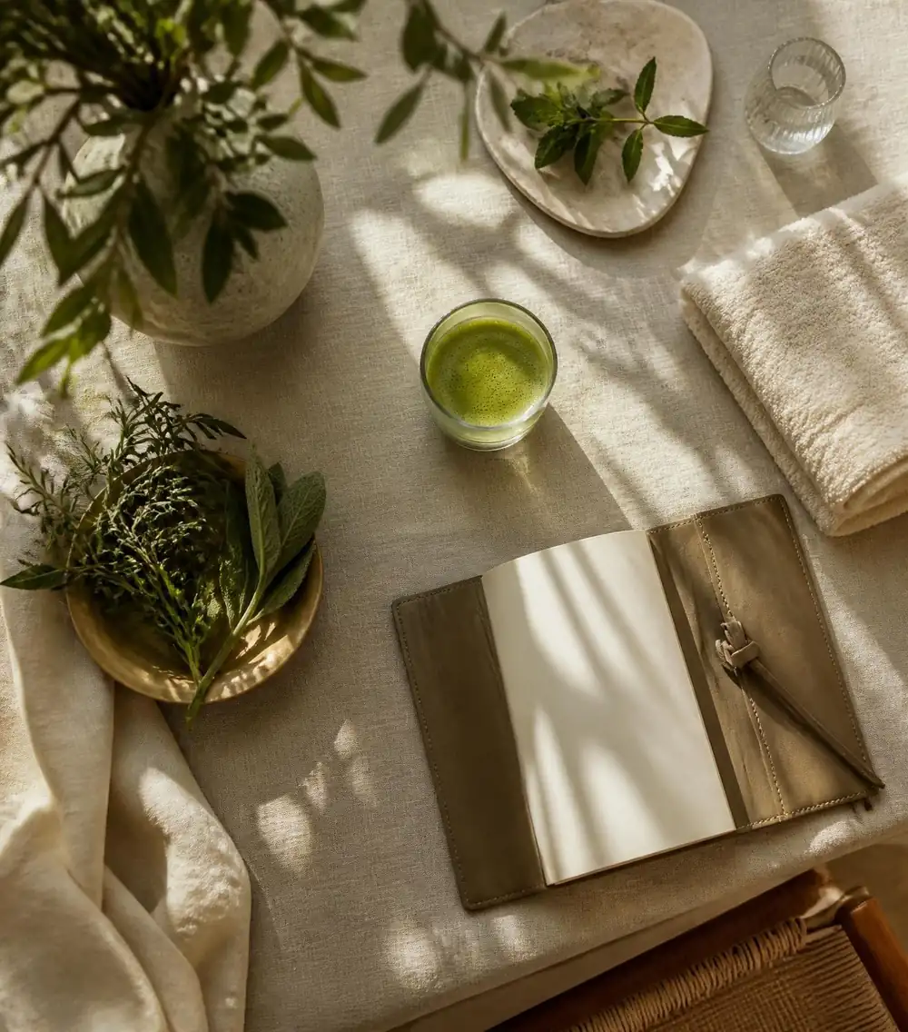 Quiet morning light on a linen-draped table